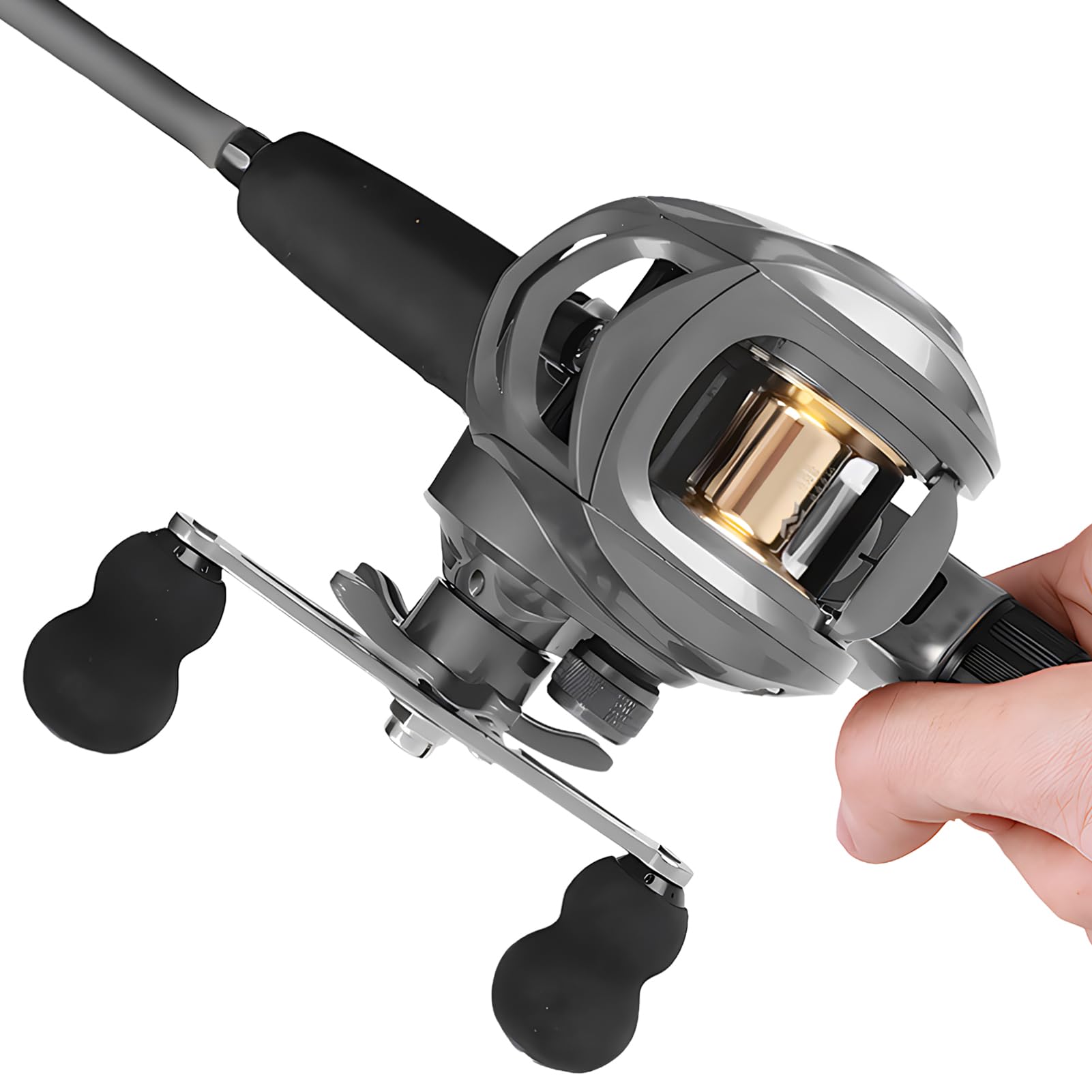 Fishing Rod Combination - Complete Set with Reel and Bait Selection for Fresh and Saltwater | Lightweight Travel Rod with 7.2:1 Ratio, Smooth Casting and Stable Baitcaster for Fishing Trips
