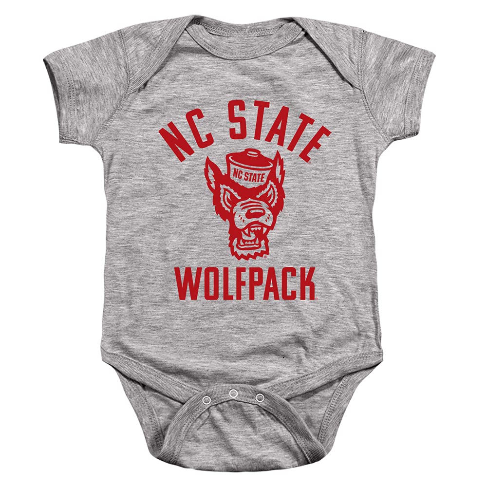 NC State Wolfpack Official One Color Ncsu Wolfpack Logo Unisex Infant Snap Suit for Baby,Athletic Heather, 6 Months