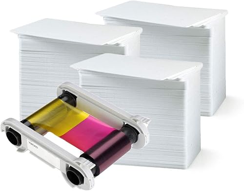 Evolis R5F008AAA - Cinta de color – YMCKO – 300 impresiones con tarjetas Bodno Premium CR80 de 30 mil de calidad gráfica de PVC – Cantidad 300