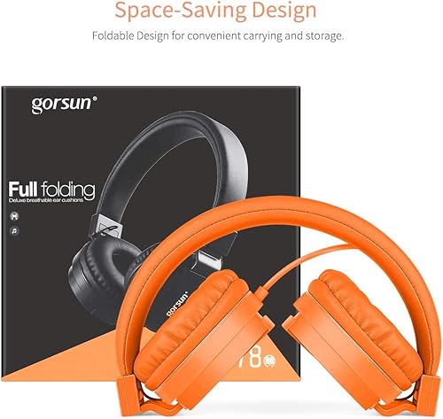 Miniatura 4 de gorsun Auriculares para niños pequeños, estéreo ligeros con cable, diadema ajustable para niños, auriculares para teléfonos inteligentes,
