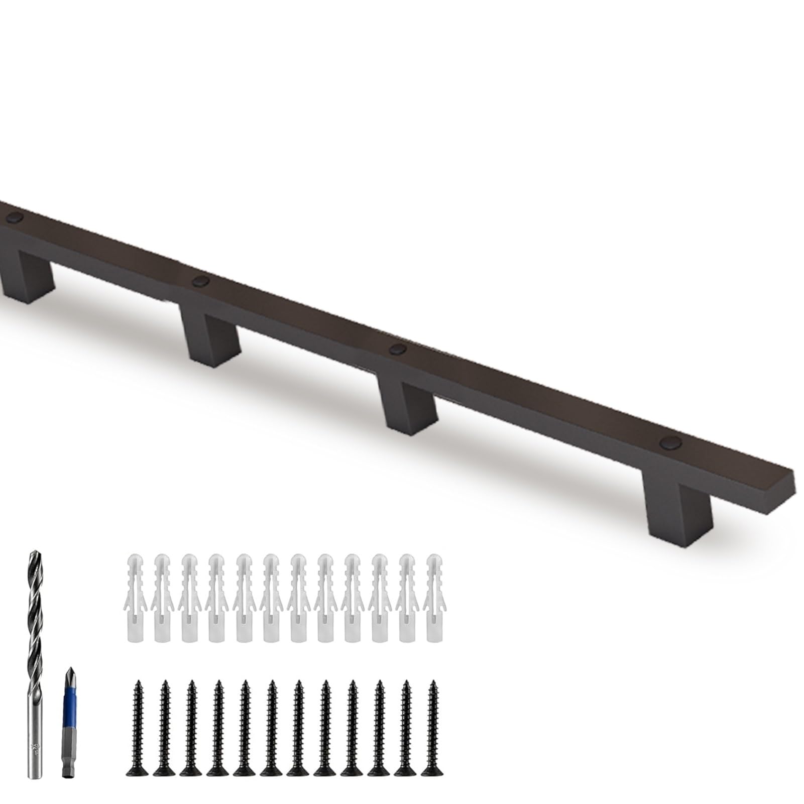 Fkxsxaz Black Stair Handrails Banister Kit 100Cm~450Cm Non-Slip Industrial Pipe Railing With Wrought Iron Brackets Metal Staircase Hand Rails Wall Support Safety Grab Bar(13.1Ft/400Cm)