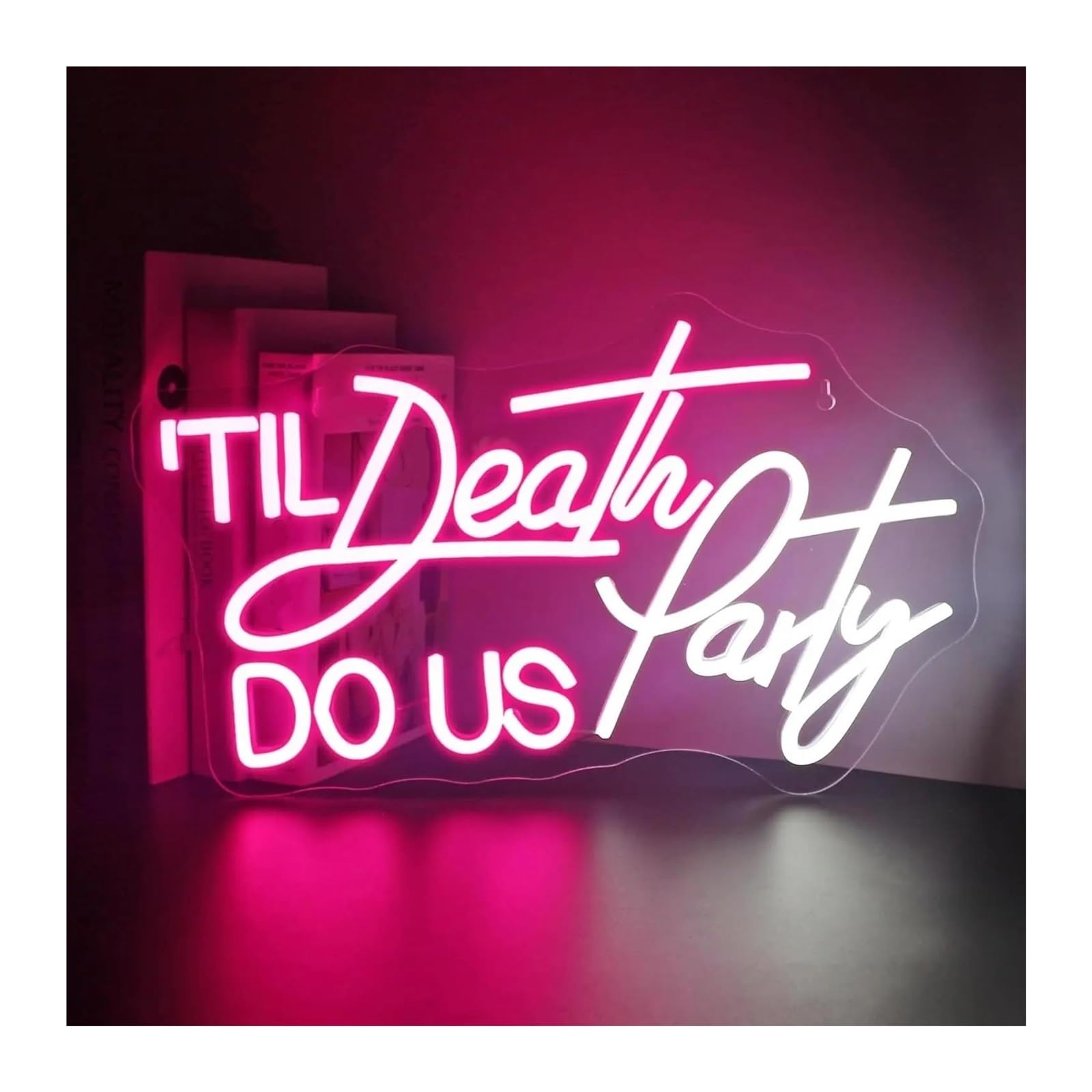 Decoración Lámparas Letreros De Neón Con Luz USB Til Death Do Us Party Regulables, Para Dormitorio, Club, Fiesta, Bar, Boda, Hogar, Decoración De Pared, 42cmx25cm