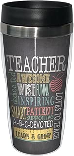 Tree-Free Greetings 78220 Jo Moulton Awesome Teacher Travel Mug, Stainless Lined Coffee Tumbler, 16-Ounce - Gift for Teacher Appreciation Week - coolthings.us