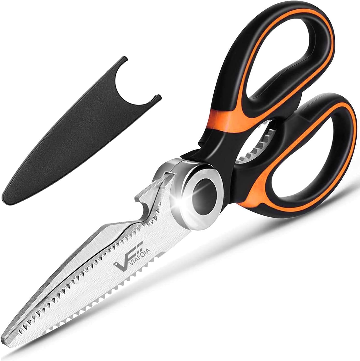 Kitchen Scissors Heavy Duty, Stainless Steel Sharp Scissors with Cover, Multi-Purpose Kitchen Shears for Food, Poultry, Fish, Meat, Vegetables, Herbs, BBQ, Bones, Nuts…