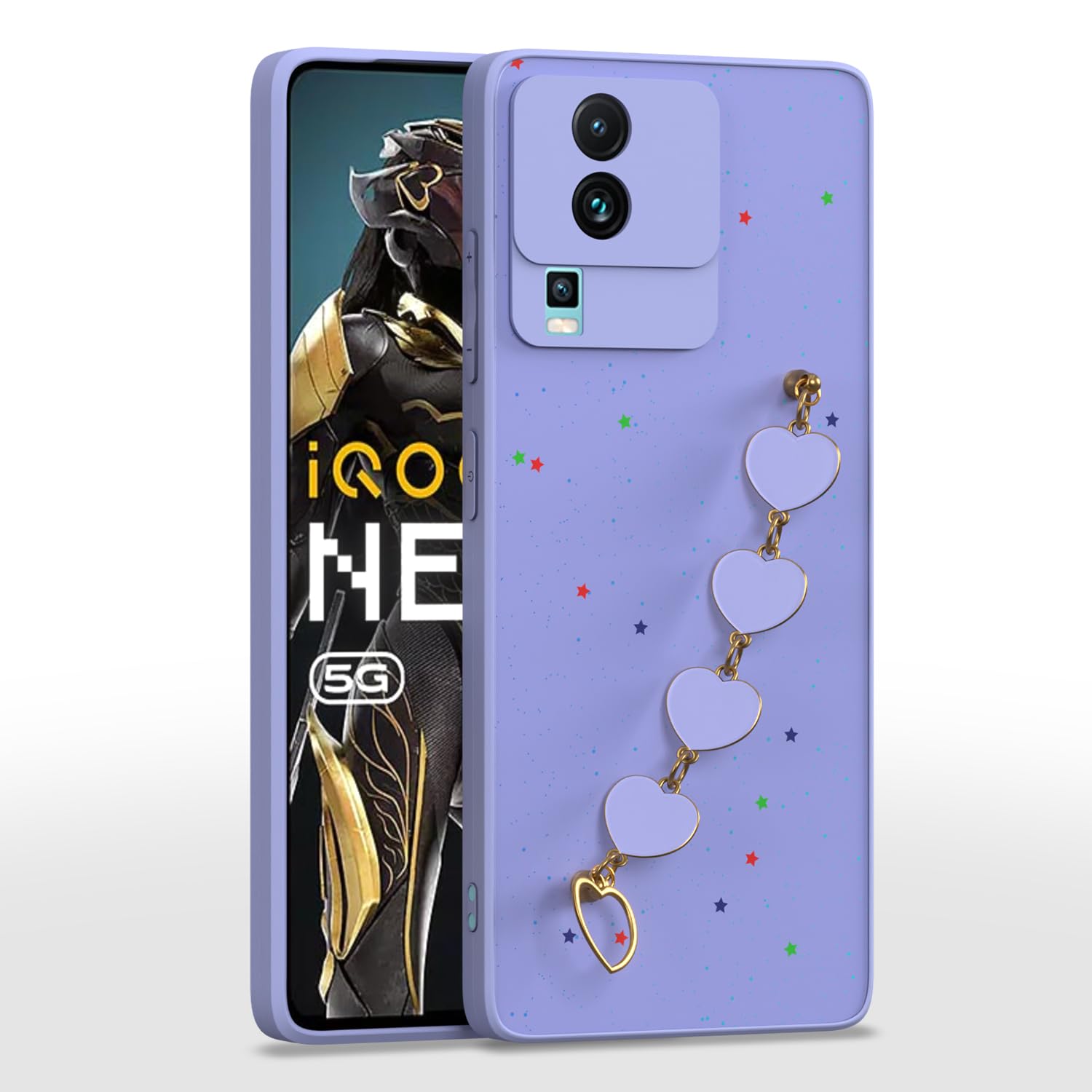 Pikkme iQOO Neo 7 / Neo 7 Pro 5G Back Cover for Girls | Heart Shaped Metal Chain Blocks | Sparkling Soft TPU | Case for iQOO Neo 7 / Neo 7 Pro 5G (Purple) (B0D5GTFDG3) Amazon Price History, Amazon Price Tracker
