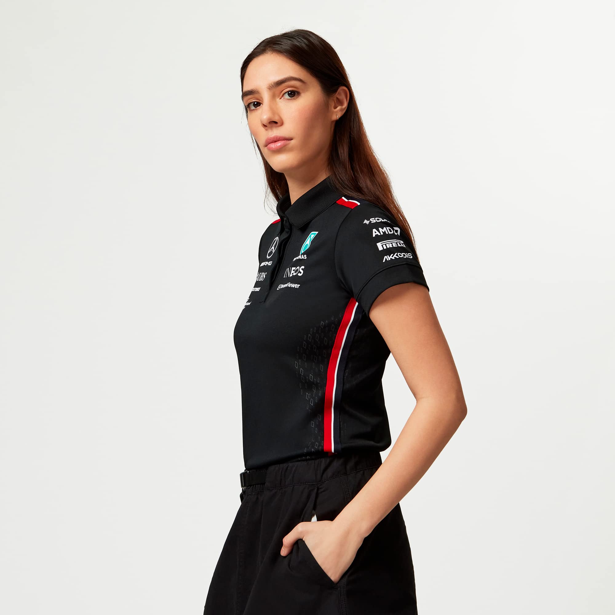 Mercedes AMG Petronas Formula One Team - Polo del Equipo para Mujer 2023 - Negro - Talla: M