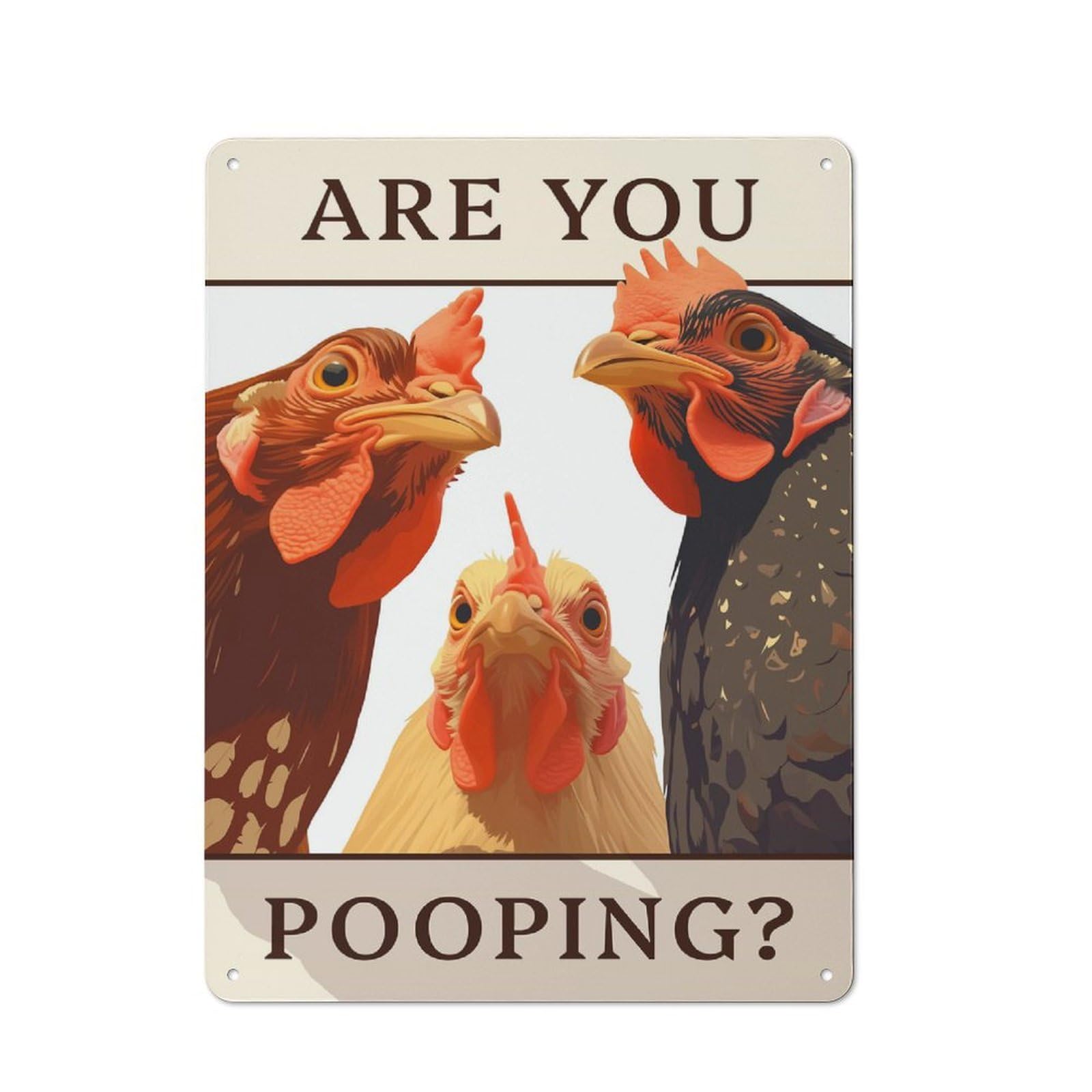 Junmoney Style-11 Are You Pooping - Chickens Decorative Tin Sign 40X30cm, Country Country Wall Plaque For Dining Room, Cafe, Entryway Or Family Room