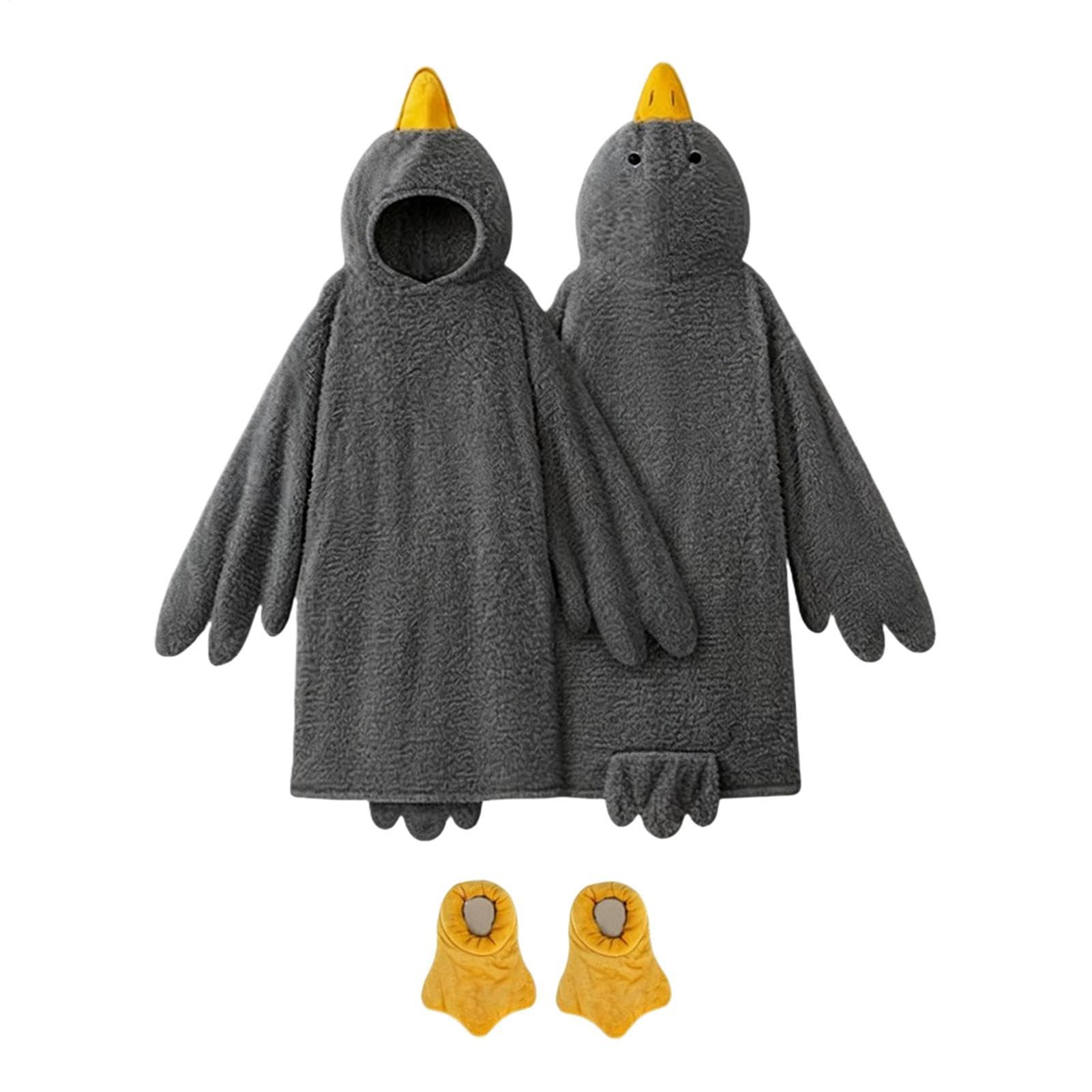 Tuta intera a forma di animale, con cappuccio, costume da notte con copriscarpe integrato, set pigiama da salotto ispirato ai cartoni animati, abbigliamento caldo in peluche per interni, abbigliamento