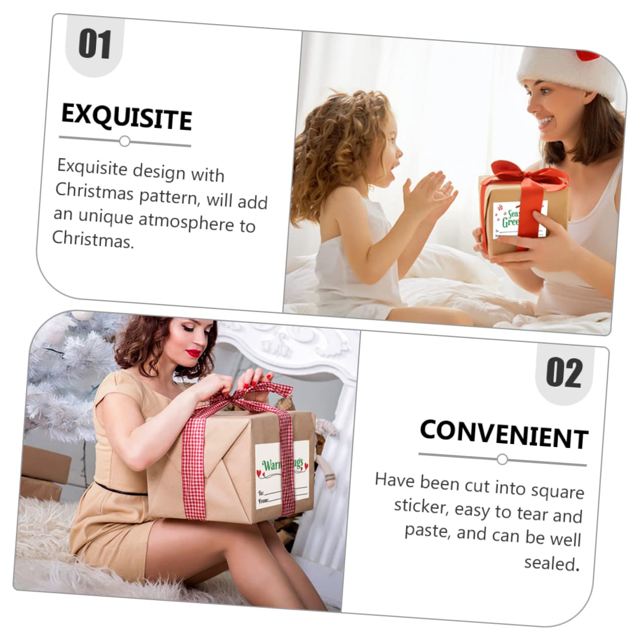 SHINEOFI 3rollen Weihnachtliche Selbstklebende Etiketten Kraftpapier Für Geschenkverpackungen Bastelprojekte Und Festliche Dekorationen Für Persönliche Botschaften Und Kreative