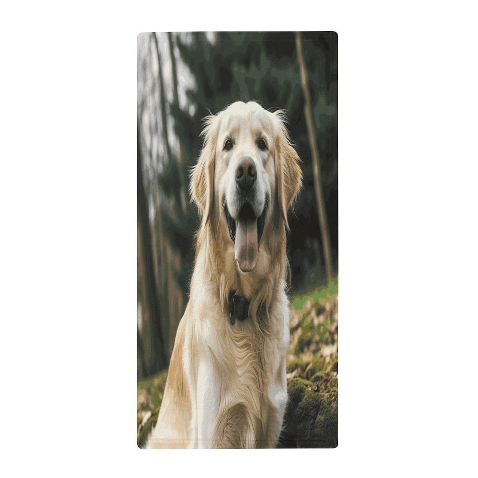 FekiLoot Funny Golden Retriever Hand Towels Coral Velvet Highly Absorbent Towel,Classic Luxury Printed Hand Towels Soft Hands Face Towel for Bathroom Kitchen Salon Workout 13.8 X 28.7 in