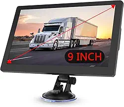 Navegador GPS para carro/caminhão/trailer – tela sensível ao toque HD de 9 polegadas, roteamento de caminhão personalizado, mapas vitalícios gratuitos 2025 (EUA/Canadá/México), orientação de faixa