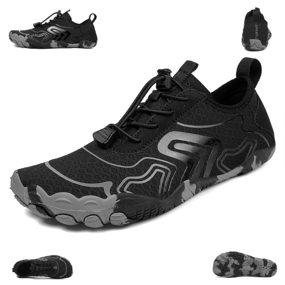 Hike Barefoot Shoes for Women Breathable Mesh Waterproof Non-Slip Lightweight Zero Drop Sole Minimalist Quick Dry for Swimming Surfing Walking (Black,12)