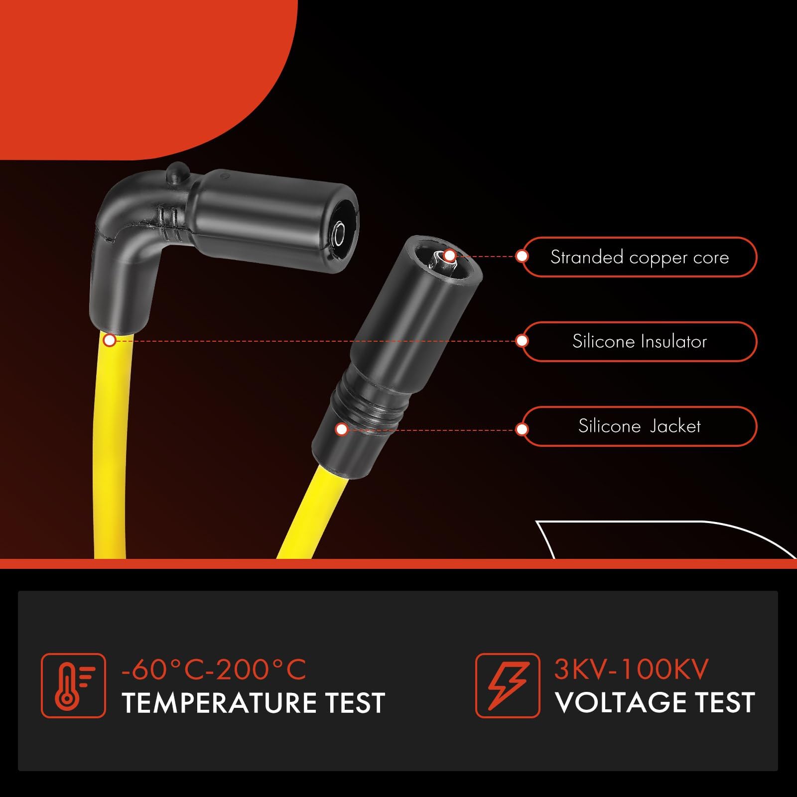 A-Premium Ignition Spark Plug Wires Set of 9 Compatible with Chevrolet Silverado 2500, Tahoe, Suburban 1500, Express 1500 2500, K1500, K2500 & GMC Yukon, Savana 1500 2500 & Cadillac Escalade & Isuzu