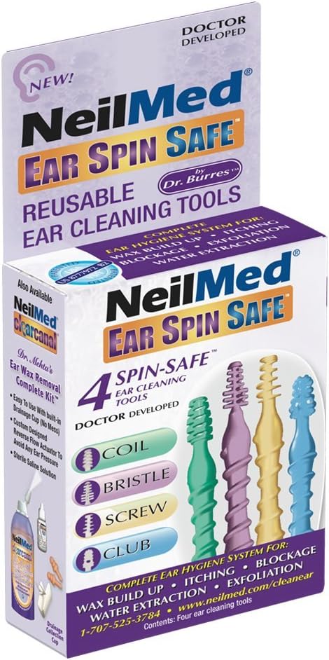 NeilMed Ear Spin Safe - 4 Spin-Safe Reusable Ear Cleaning Tools
