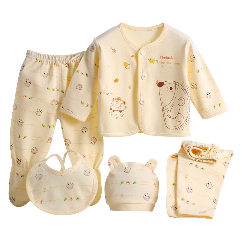 wocharm Newborn Baby Girls Boy Grow Clothes Unisex Infant Playsuits 5PCS(Yellow 3#)