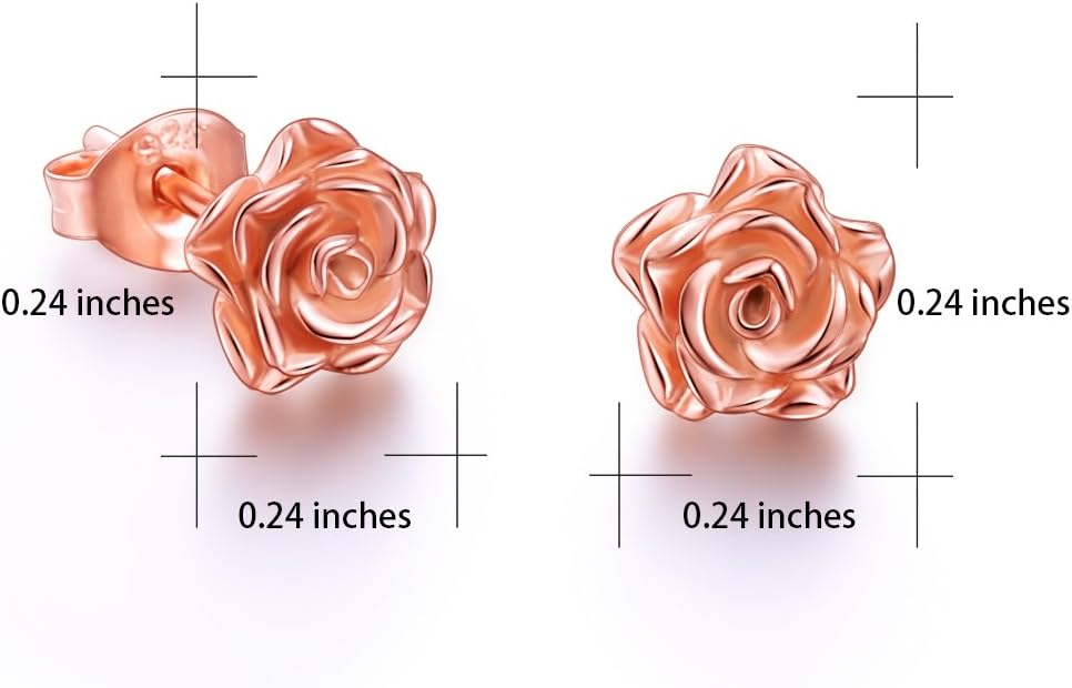 S925 Sterling Silver Rose Flower Clip Stud Promise Cute Earrings for Women Floral Jewelry