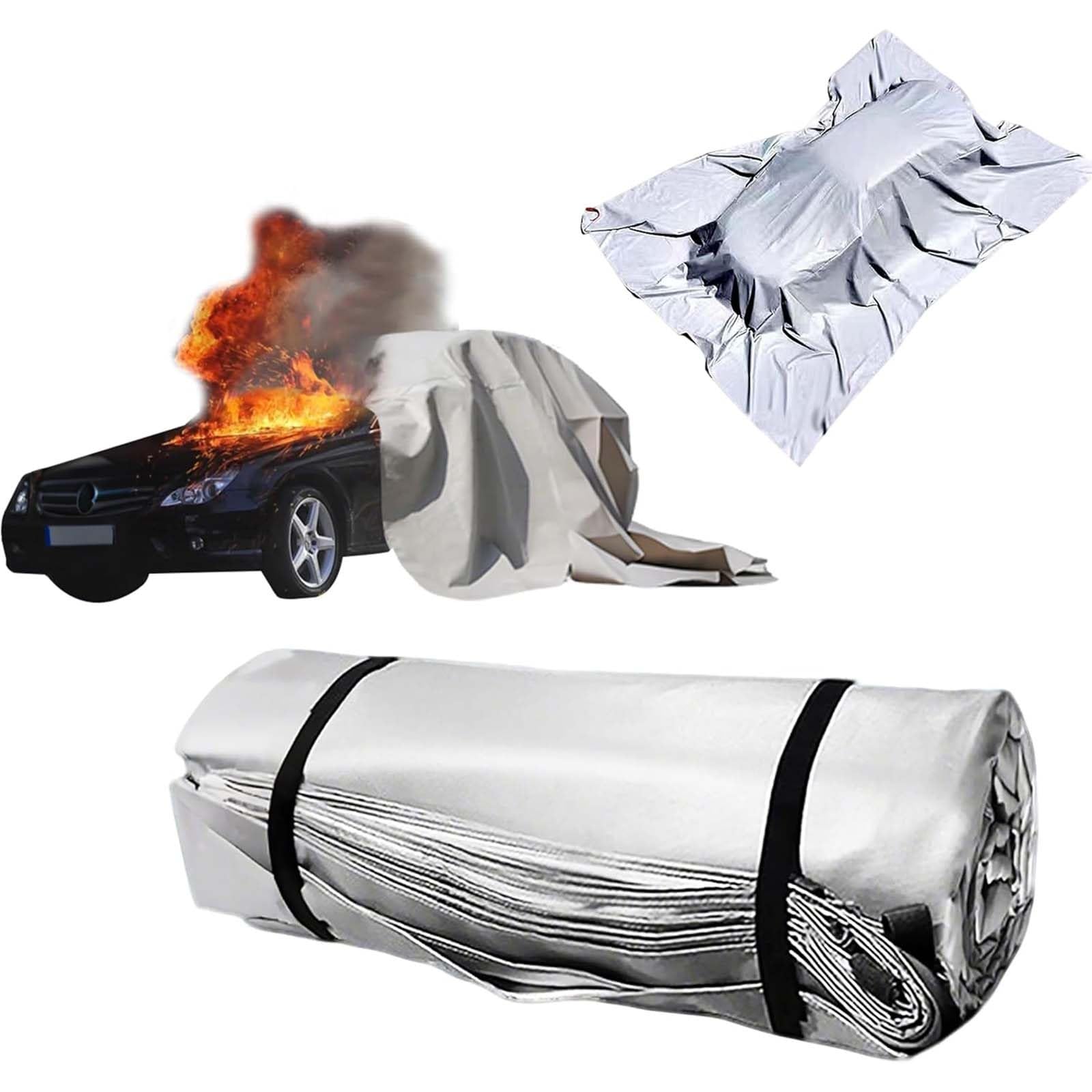 Manta Ignífuga De Emergencia Reutilizable Para Coche, Mantas Extintoras De Primeros Auxilios Para Vehículos Eléctricos/De Gasolina, Manta De Fibra De Vidrio Para Refugio | Silicone Cloth,2 x 3 m
