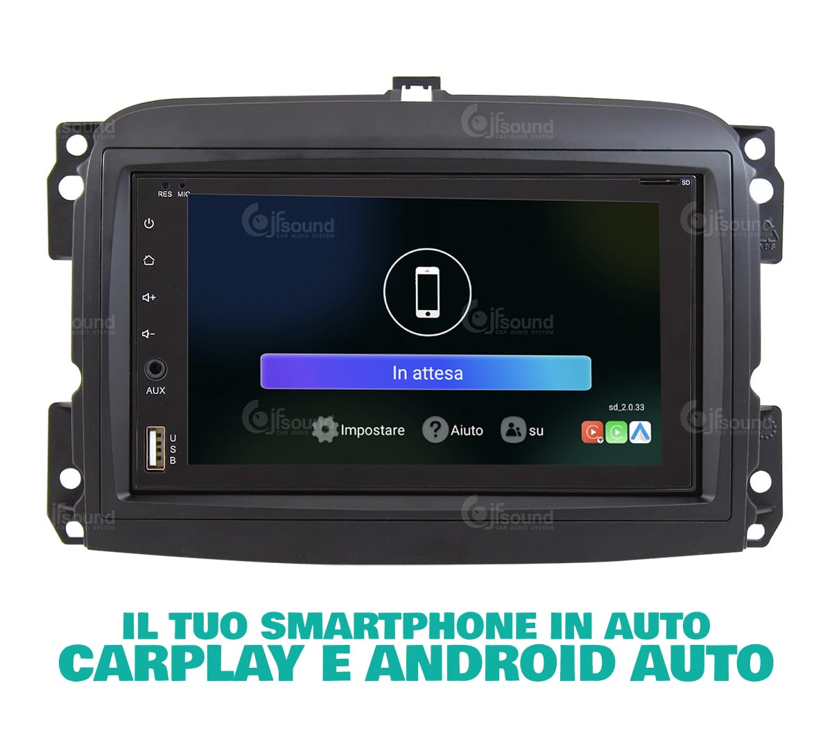 JF Sound - Autoradio Custom Fit UP JF-227-UP-FLO compatibile con Fiat 500L Pre-Restyling (2012-2017) - CarPlay e Android Auto 2GB RAM - 16GB ROM - DAB+ - 6.2" HD - Prodotto in Italia