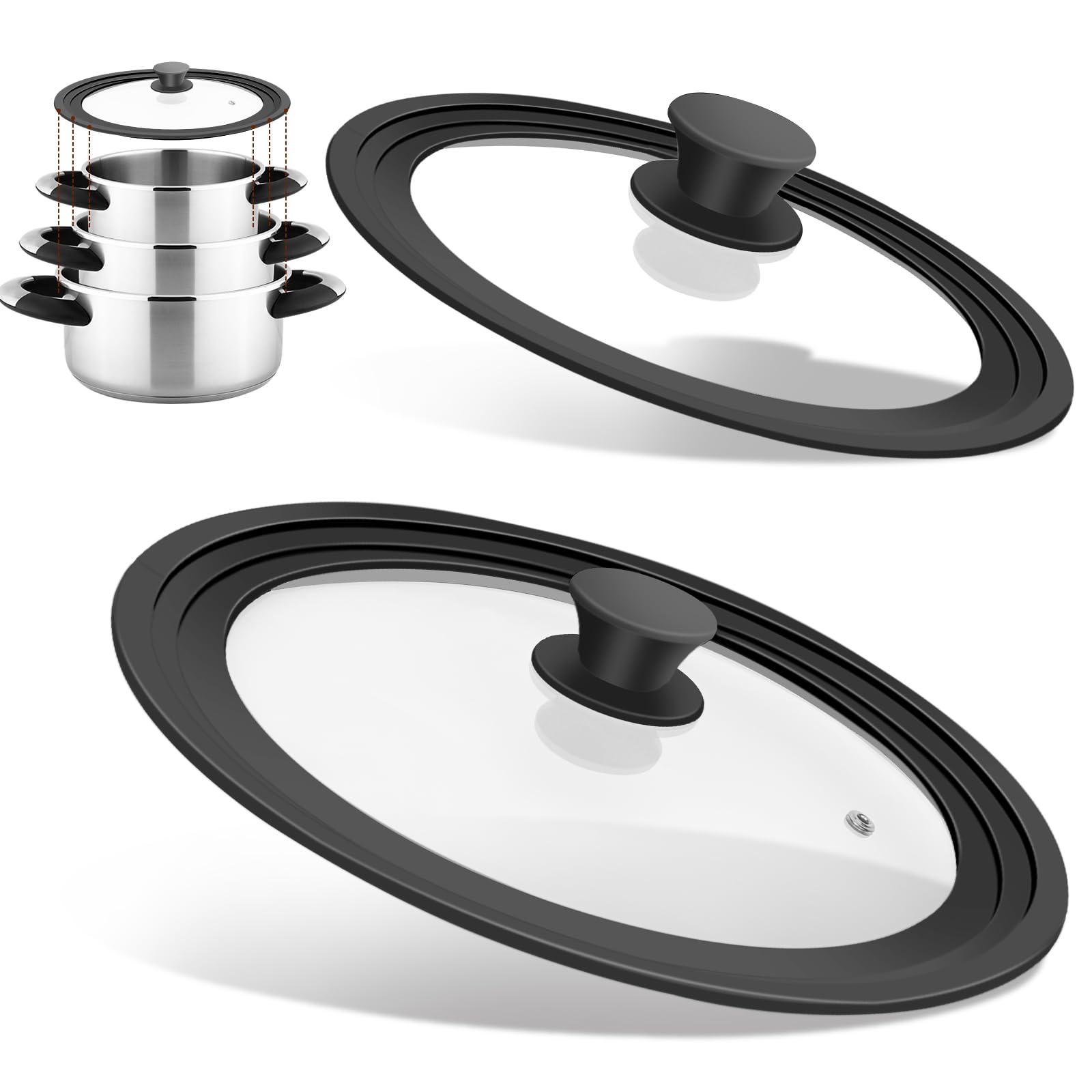 Universal Lids for Pots, Pans and Skillets, Fits 7