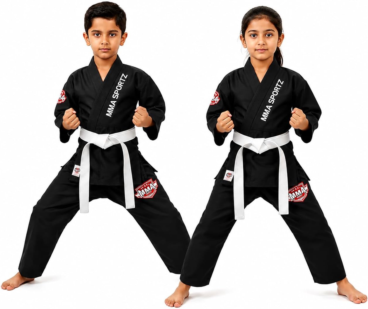 Jiu Jitsu Gi for Kids & Teens – Lightweight Martial Arts Training Suit | 100% Cotton-Poly Blend | Free White Belt