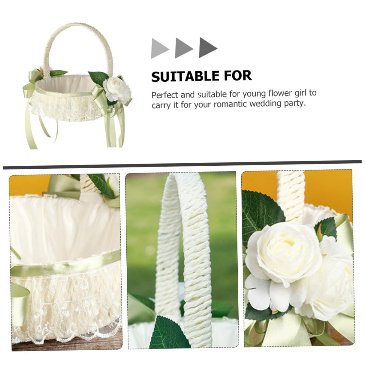 Cabilock Panier de Demoiselle D'honneur Mariages Petit Panier Rustique pour Demoiselle D'honneur Décoratif à Fleurs pour Cérémonie de Mariage