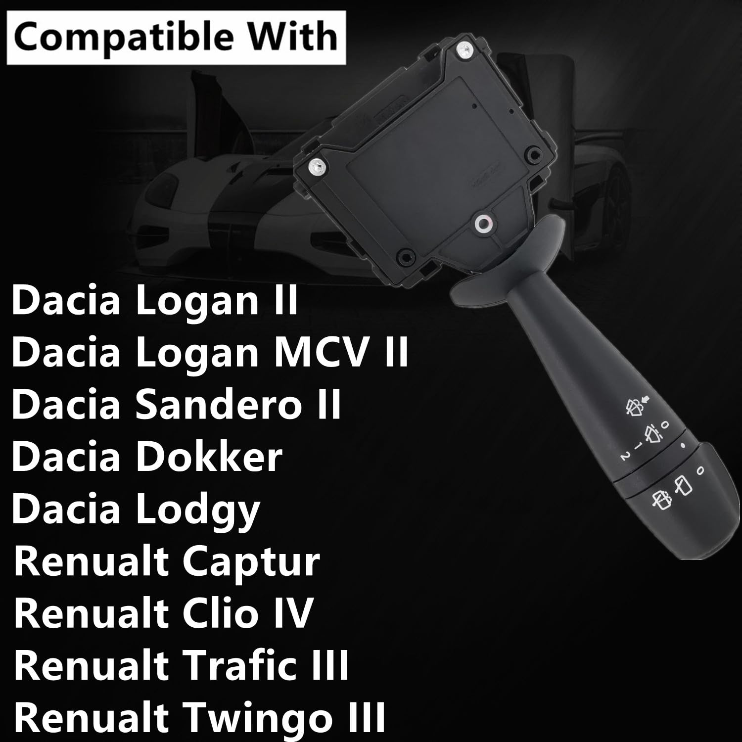 Commodo Interrupteur essuie glace compatible avec Dacia Logan MCV 2 Sandero 2 Lodgy für Renault Cilo 4 Twingo 3 Trafic 3 8201168008 255679326R 251696