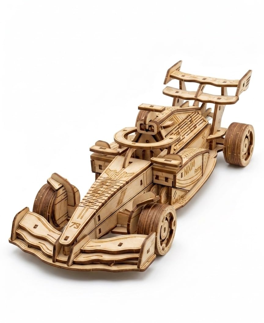 NiXiM 3D puzzle RACING FORMULA wooden 3D puzzle, spinning wheels, laser cutting technology, DIY wooden car model