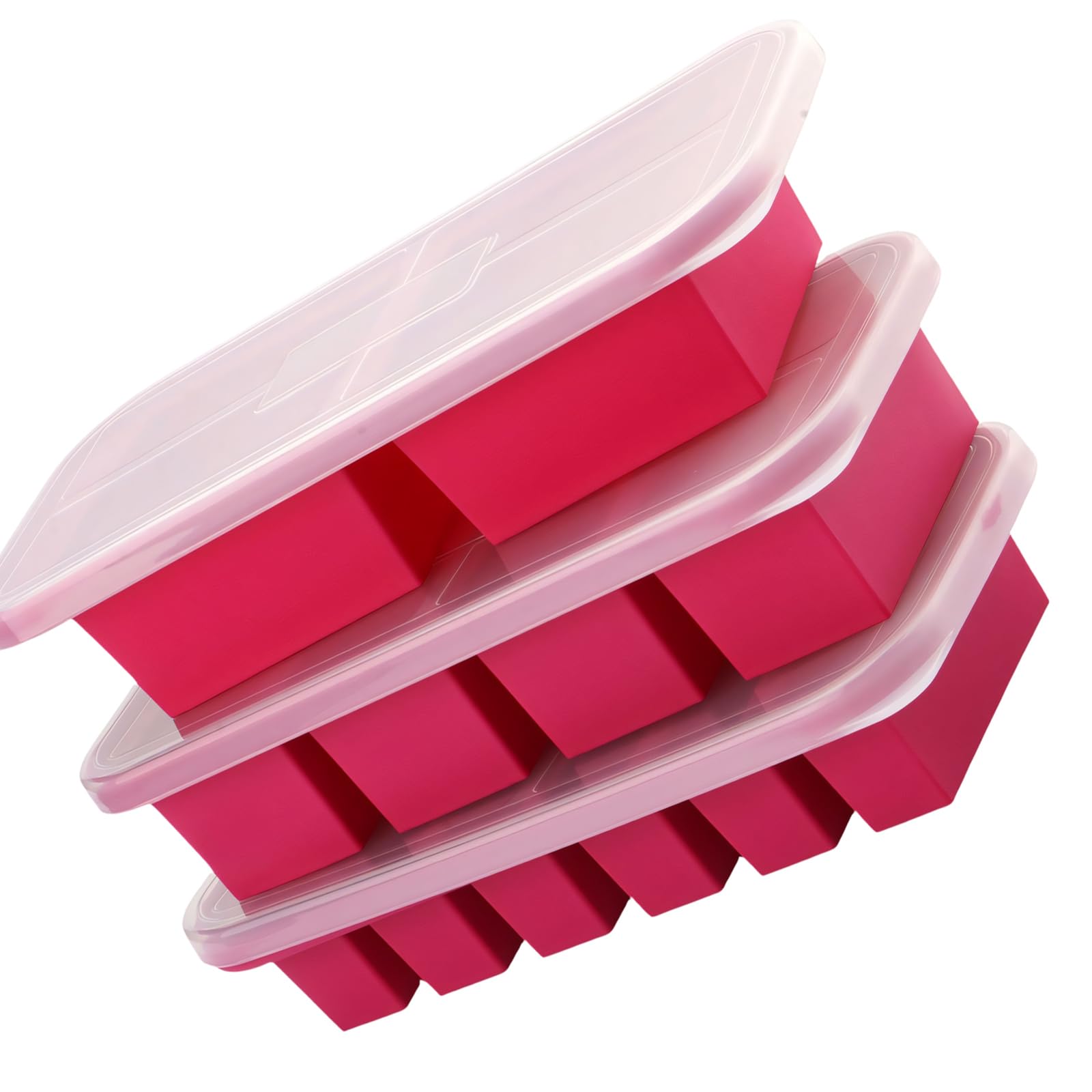 Msioytog Rose Red Duty Silicone Freezer Containers With Measurement Lines And Leakproof Lids For Accurate Portioning And Organized Storage Multifunctional Kitchen Storage Trays
