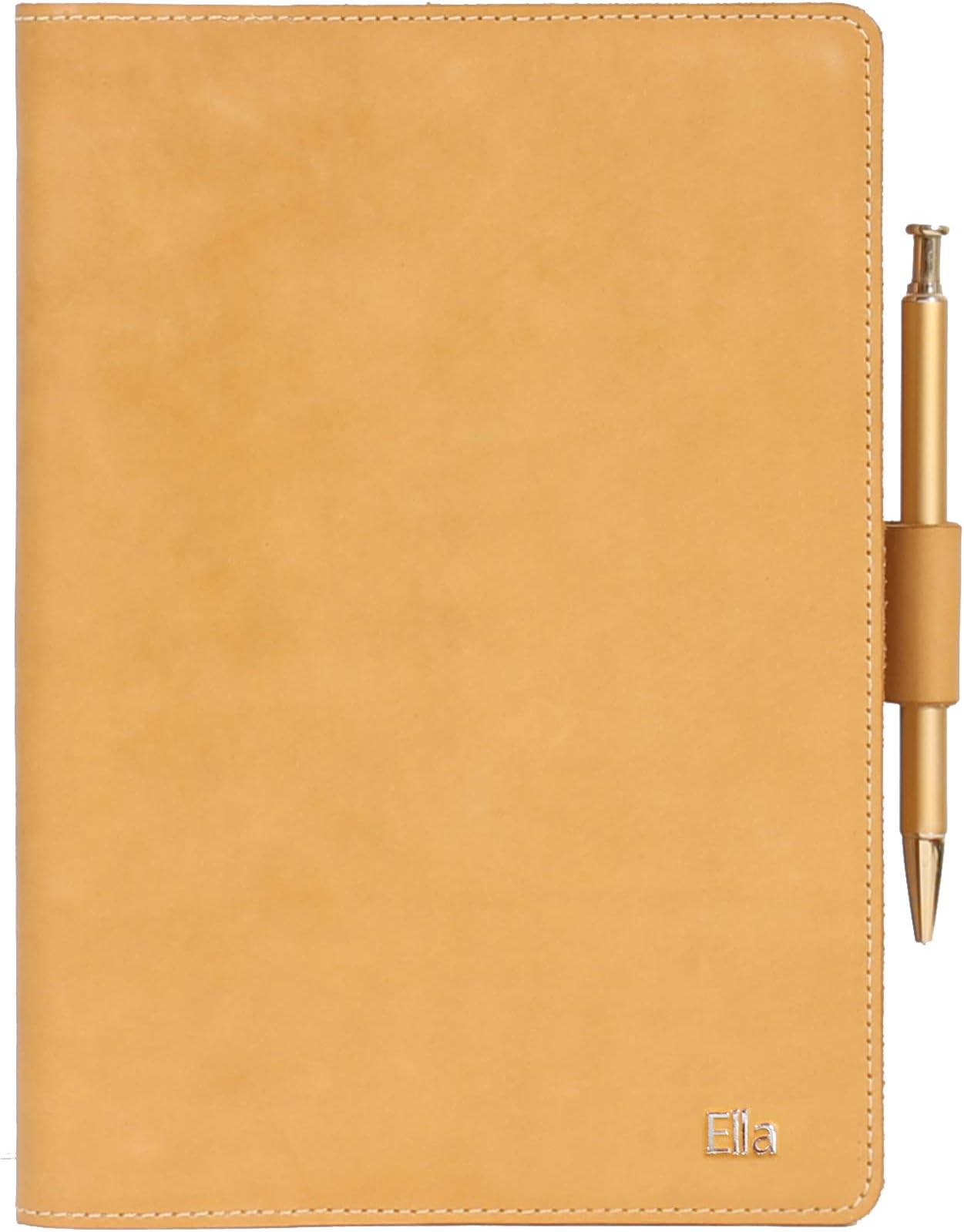 JoyToken Leather Journal A5 Refillable Notebook Journal with 3 Side Pockets and Pen Holder Loop (Light Brown)