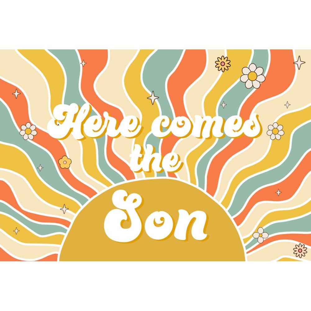 Here Comes The Son Backdrop 8x6ft Fabric Boho Boys Baby Shower Party Decoration Sunshine Boy Baby Shower Photography Backdrop Baby Shower Backdrop for Boy Baby Shower Photography Backdrop
