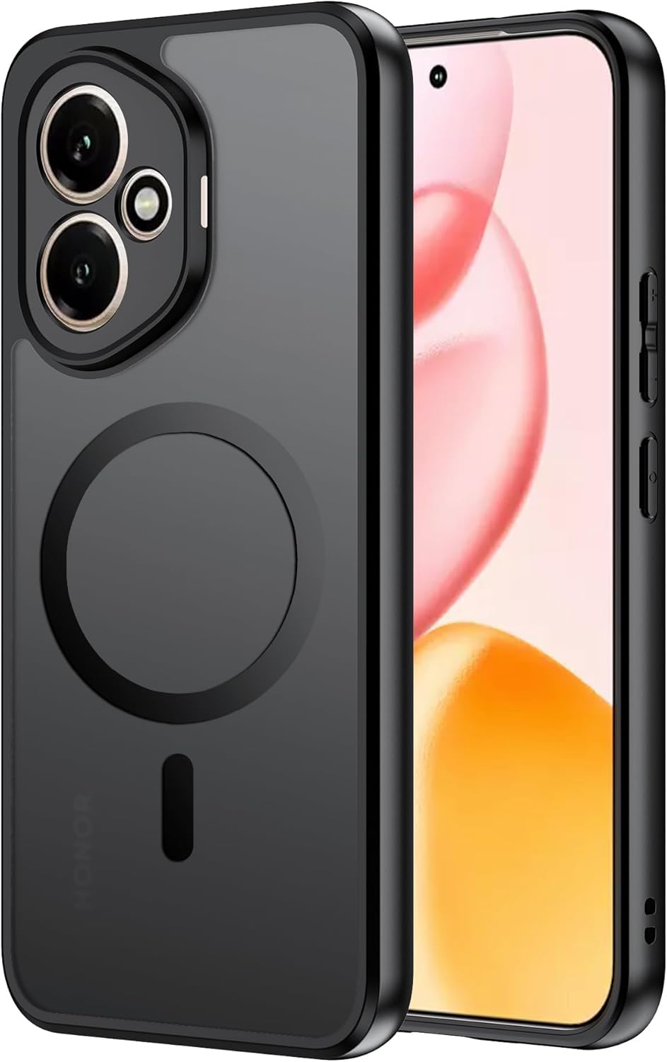 Magnetic for Honor 400 Case, [Compatible with Mag-Safe] [Anti-Scratch] Slim Translucent Matte Back Soft Bumper Shockproof Phone Case Cover for Honor 400 5G, Black Matte Black