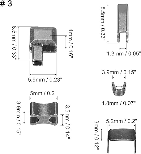 Miniatura 10 de uxcell Kit de reparación de cremallera, 3 cierres de metal deslizantes, pasadores de inserción y topes inferiores superiores para reemplazar