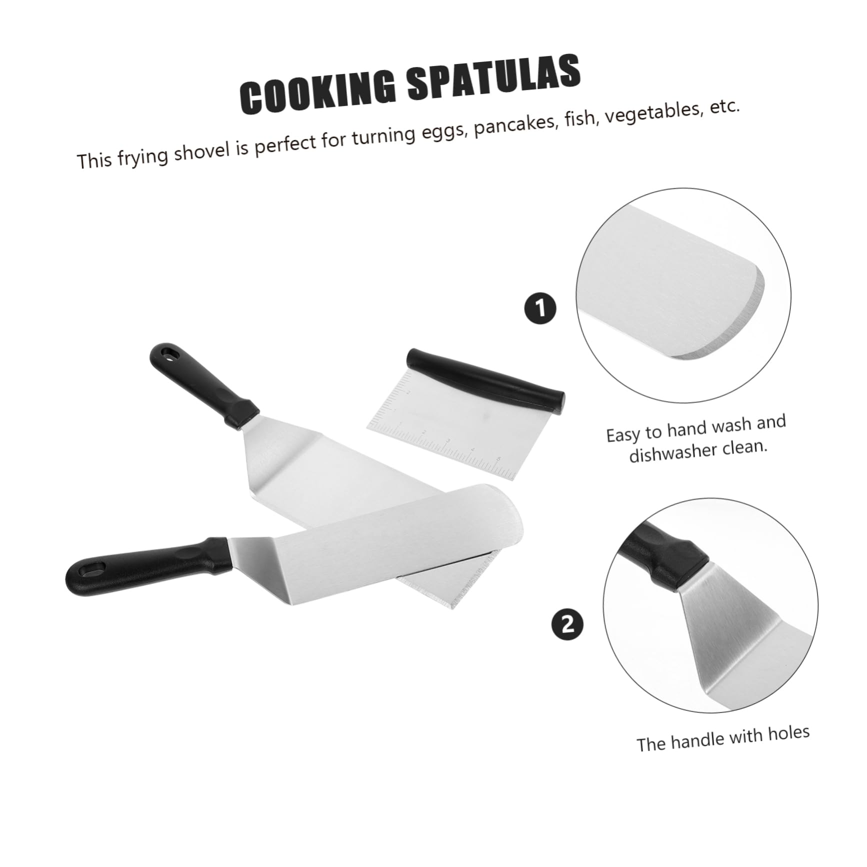 BESTYASH Spatule Facile à Nettoyer Manche en Pp en Acier Inoxydable Set de 3 Pièces pour Barbecue pour Cuisson et Service Cuisine