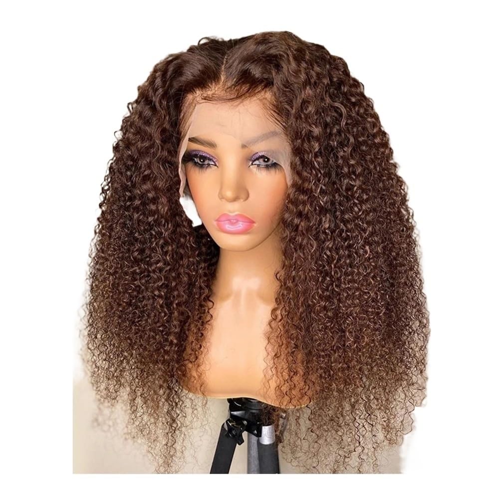 xiuling4568 Wear and Go Glueless Curly Wig,Brown 13 * 4 HD Lace Frontal Synthetic Afro Curly Wig Hairs Extensions(24inch)