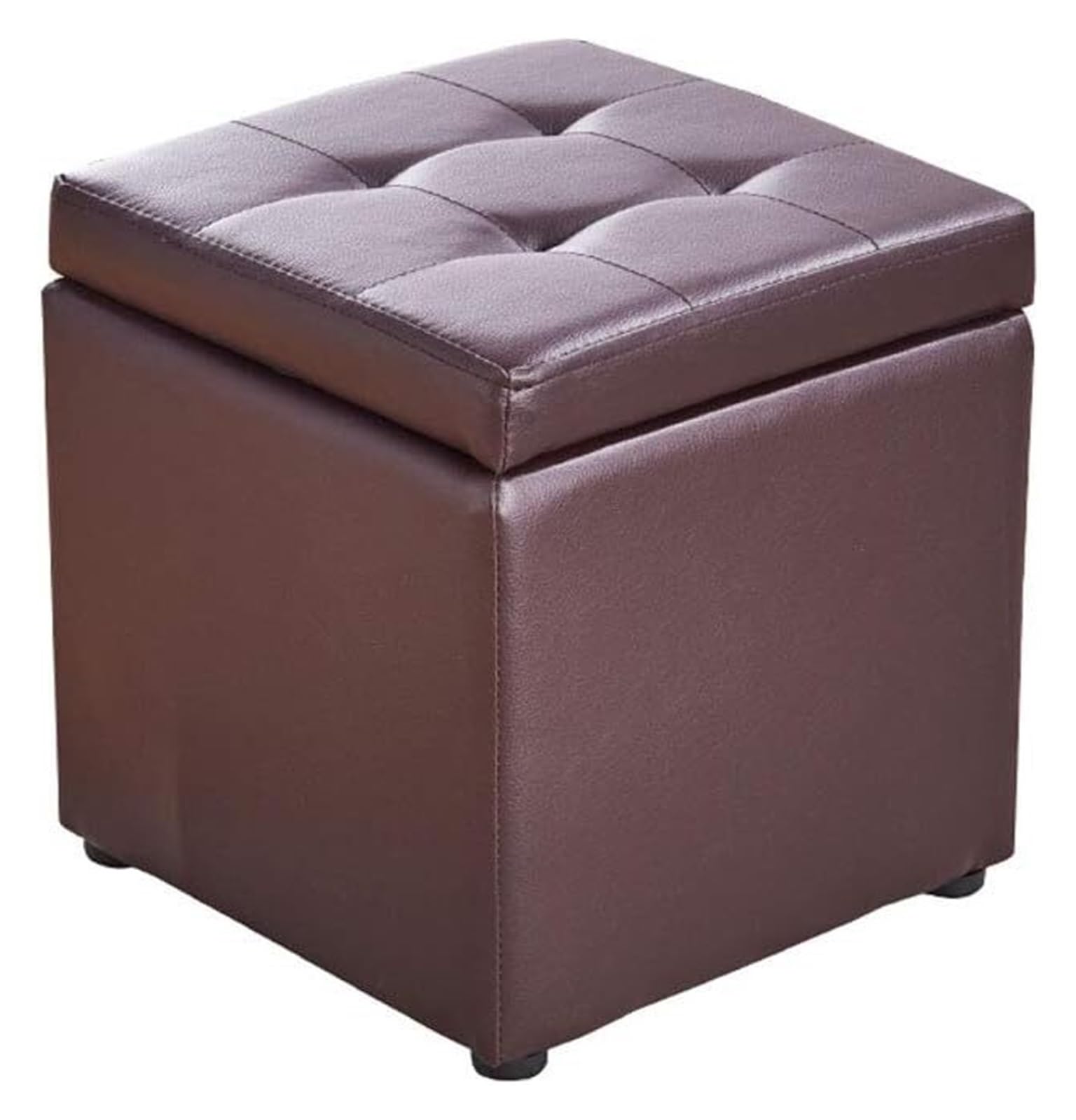 Tabouret de rangement en cuir amovible et bois, support polyvalent et assise rembourrée premium