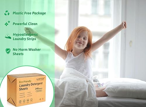 Miniatura 3 de Wenge Sábanas de lavandería ecológicas, 240 hojas, sin plástico, naturalmente hipoalergénicas, líquidas, menos lavadas, para el hogar, dormitorio,