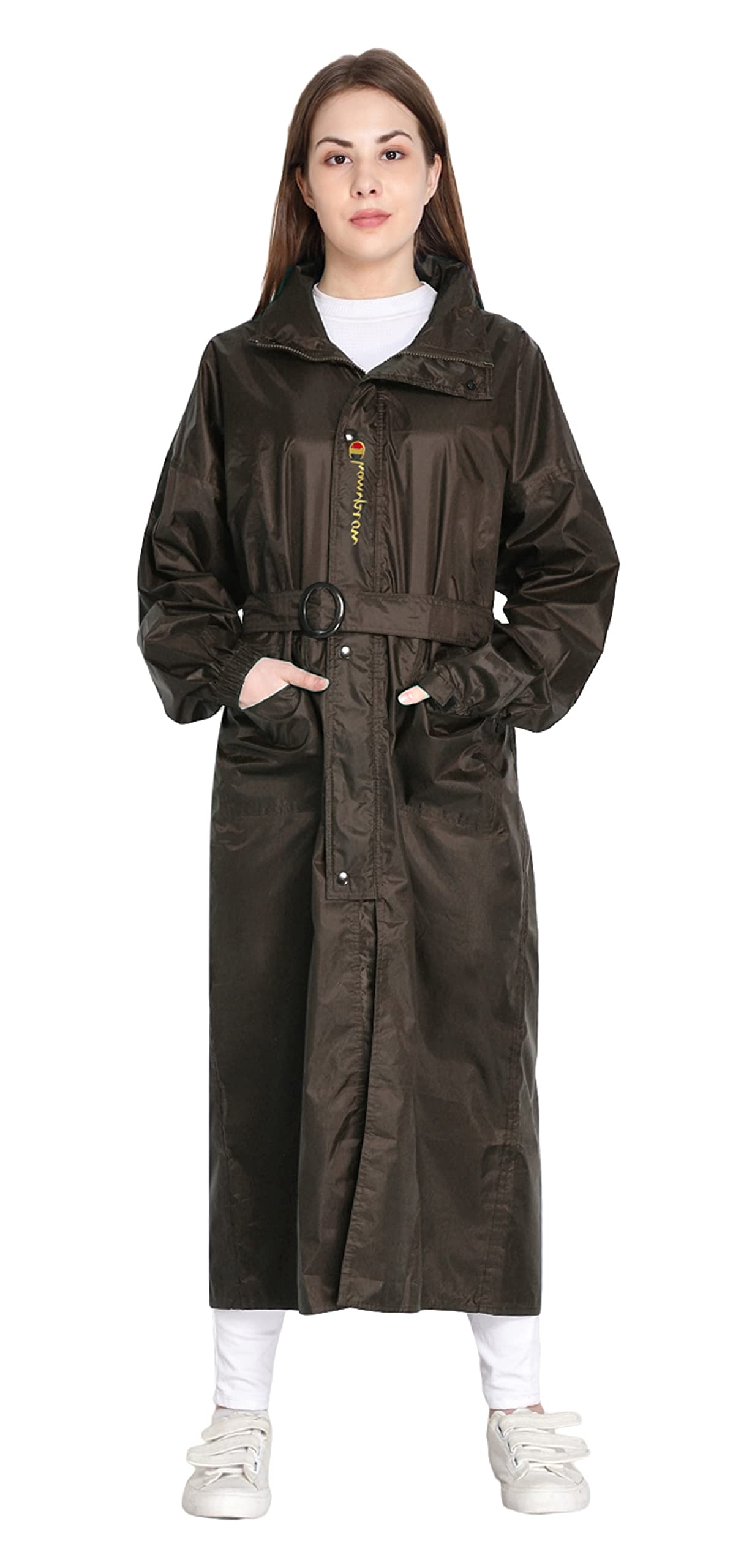 Zacharias Women's Waterproof Nylon Long Raincoat Brown (X-Large)-image-20