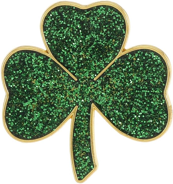 Four-leaf Clover Rhinestone Brooch Shiny Lucky Leaf Shamrock Pin Brooch for Women Shirt Collar Clothing Accessories Good Luck Jewelry St. Patrick Day Decorations image 5