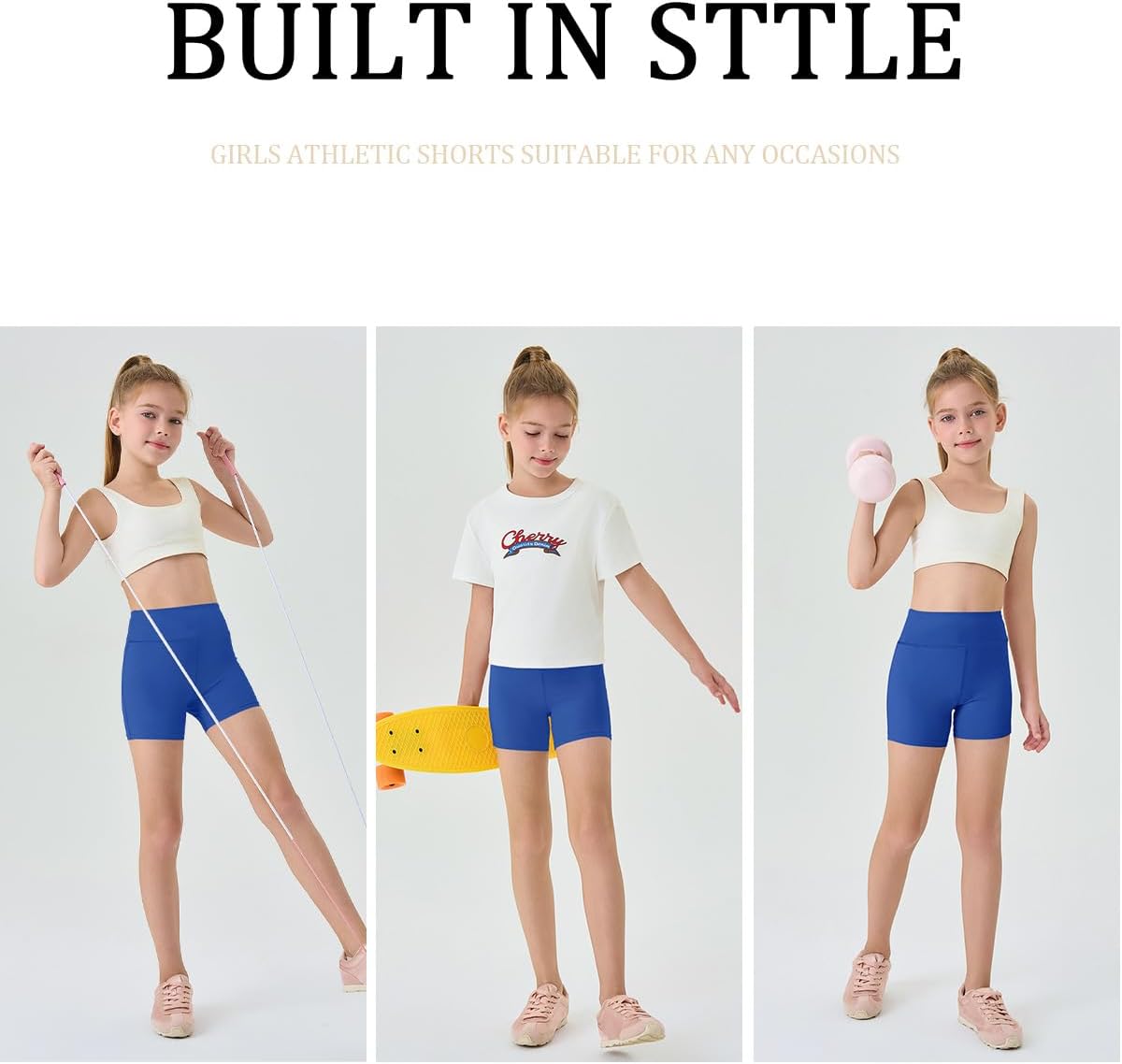 Haloumoning Girls Athletic Shorts Kids Workout High Waisted Volleyball Shorts Yoga Dance Gymnastics Shorts - Image 4