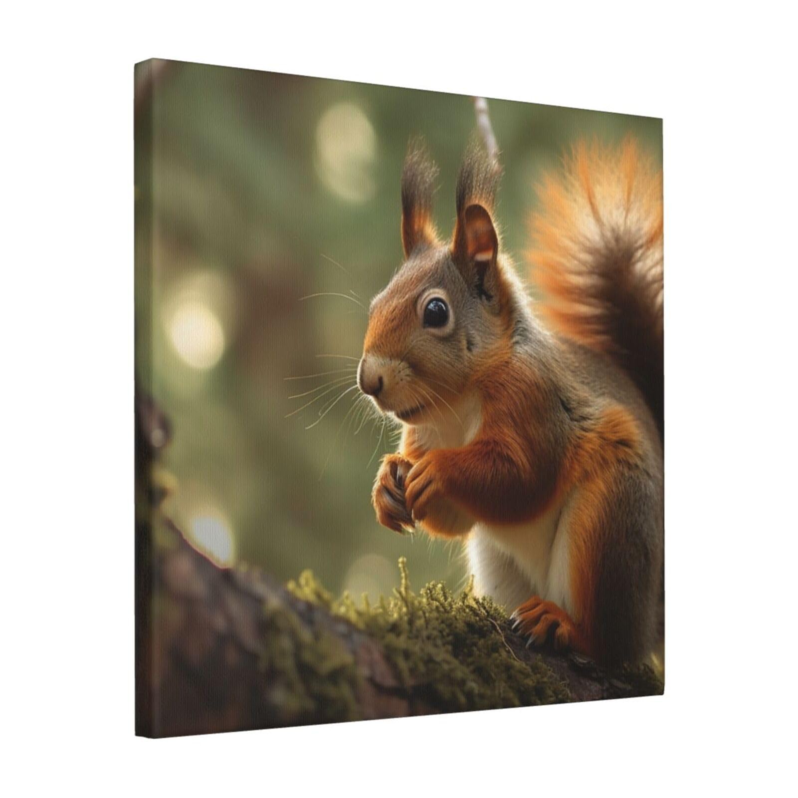FodPand Wildlife Forest Squirrel Canvas Wall Art for Living Room Wall Decor 16"x16" Modern Artwork Painting Pictures Hanging Canvas Prints Aesthetic Wall Art for Bedroom Bathroom Office Wallart Decor