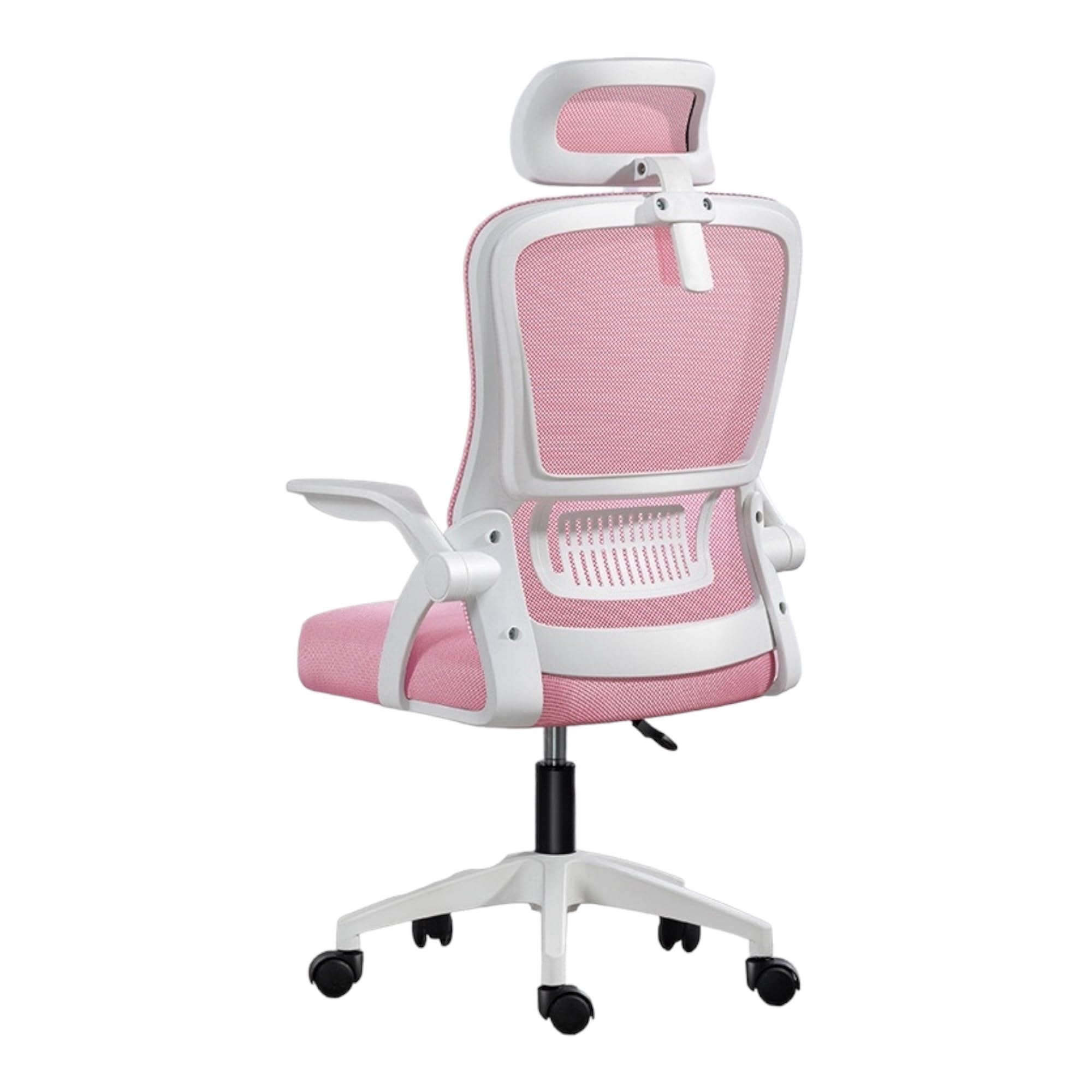 Silla de Oficina, para Gaming, Escritorio Ergonómica con Reposacabezas, Ajustable y con Soporte Lumbar | Respaldo de Malla Transpirable | Reposabrazos Abatibles de 90° | Giratoria 360° (Rosa)