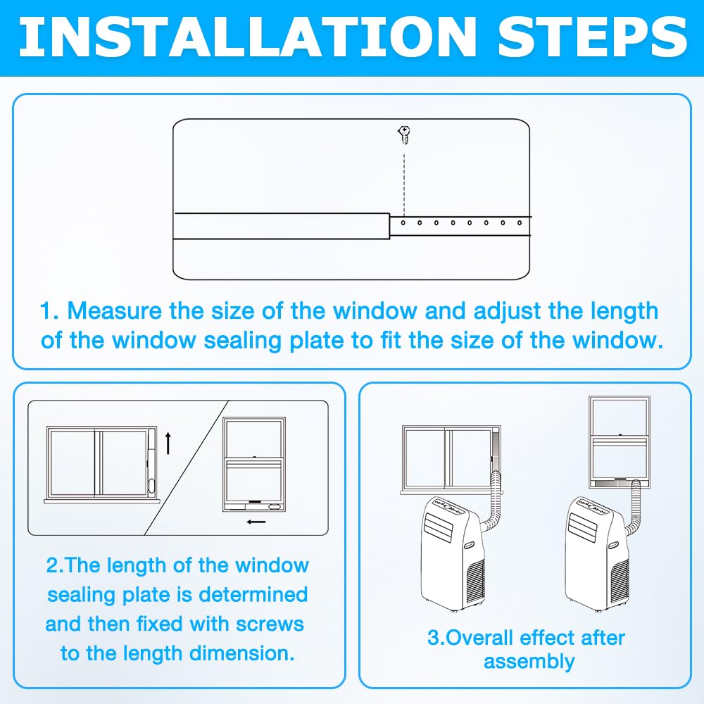Kit di Sfiato per Finestra del Condizionatore, 4 Pezzi Guarnizione Finestra Condizionatore Kit, Kit Di Sfiato Portatile, Condizionatore d'Aria Portatile Windows Vent Kit, 13/15 cm