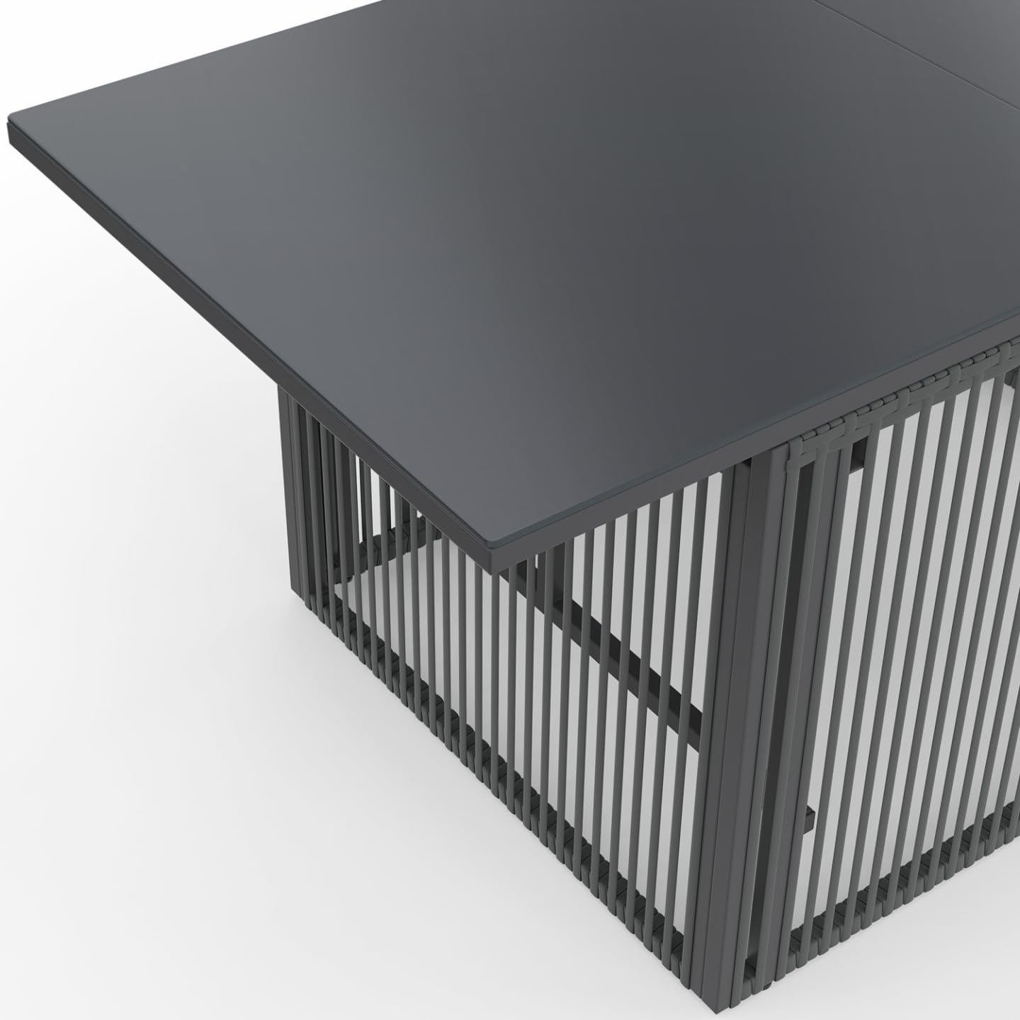 IDMarket - Table Basse de Jardin relevable rectangulaire 100 cm Rio Structure métal et Cordage Gris Anthracite