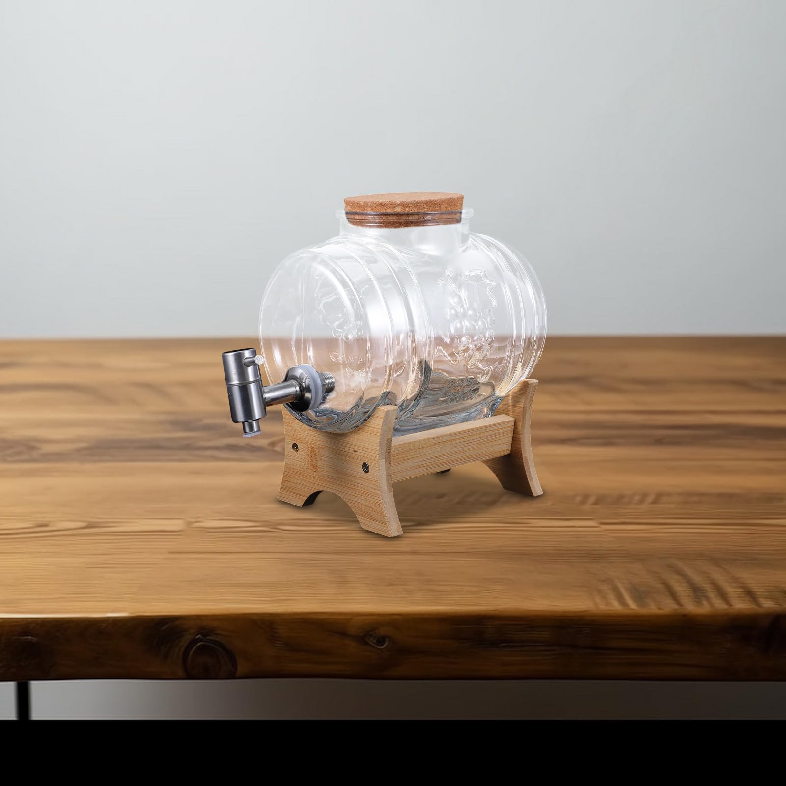 Distributore Bevande con Rubinetto in Vetro 101oz Stile Vintage | Coperchio in Bambù, Acciaio Inossidabile, per Vino e Alimenti, Uso in Riunioni e Feste