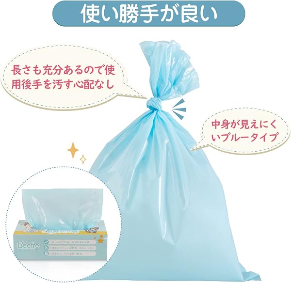 おむつが臭わない袋 440枚入SSサイズ におわない袋 赤ちゃん用 おむつ処理袋 7層フィルム 厚くて丈夫 臭わない袋 ゴミ袋 カラー:ブルー - 2
