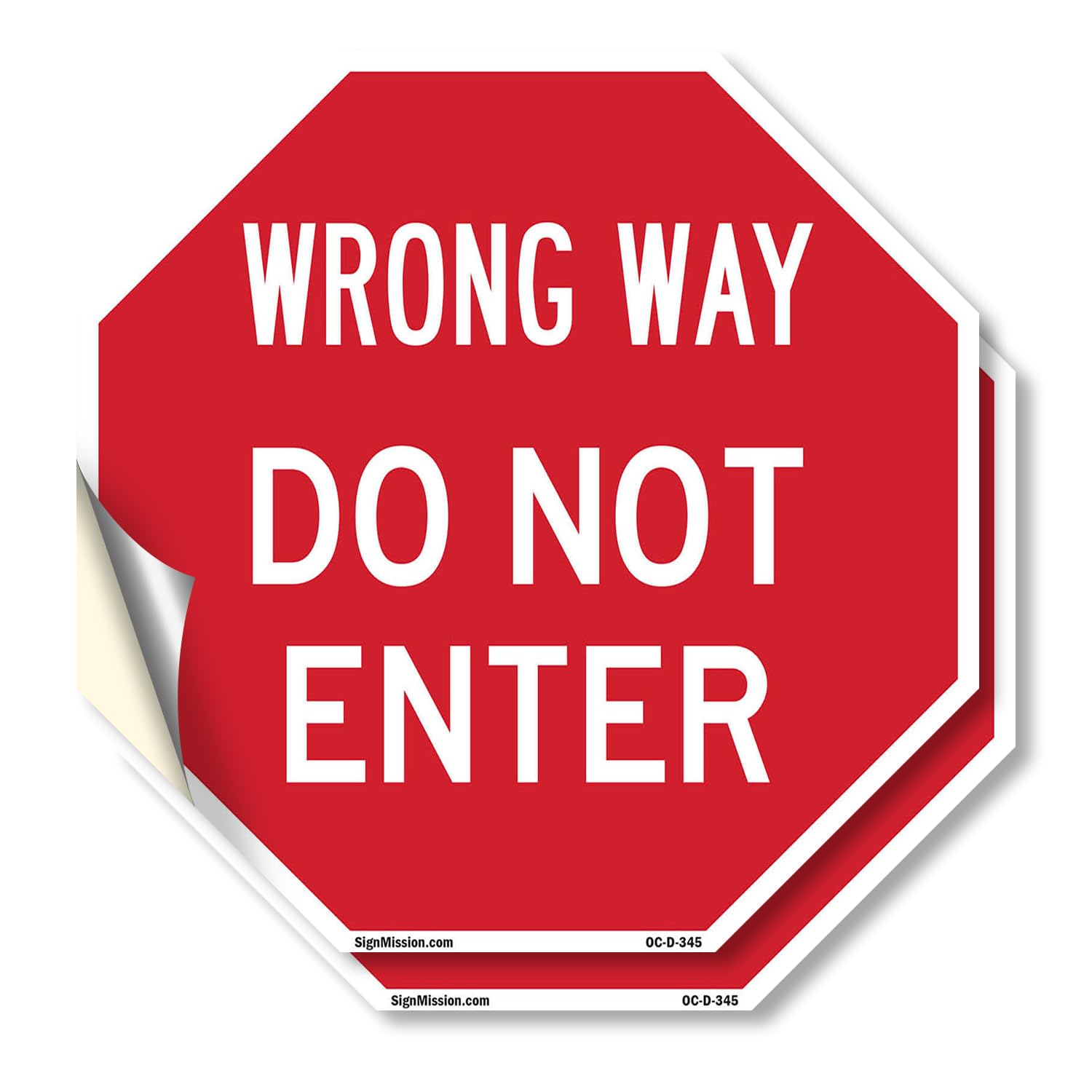 Wrong Way Do Not Enter (2 Pack) 4 inch X 4 inch Octagon Vinyl Label Decal Sticker Weather Resistant, UV Protected for Workplace, Private Property, and