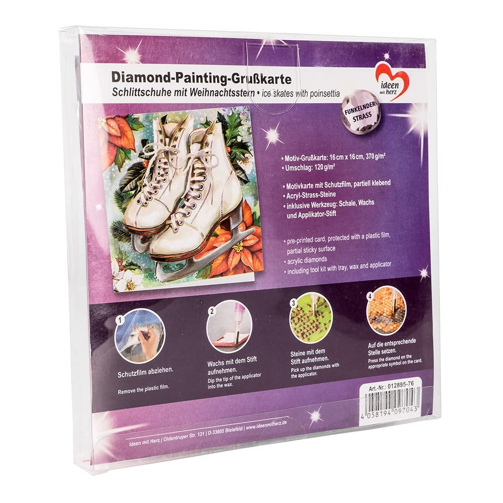 Ideen mit Herz Diamond Painting wenskaart, DIN B6 (11,5 x 16,5 cm), 370 g/m², inclusief envelop en gereedschap (kerstrozen Ideen mit Herz Diamond Painting wenskaart, DIN B6 (11,5 x 16,5 cm), 370 g/m², inclusief envelop en gereedschap (kerstrozen