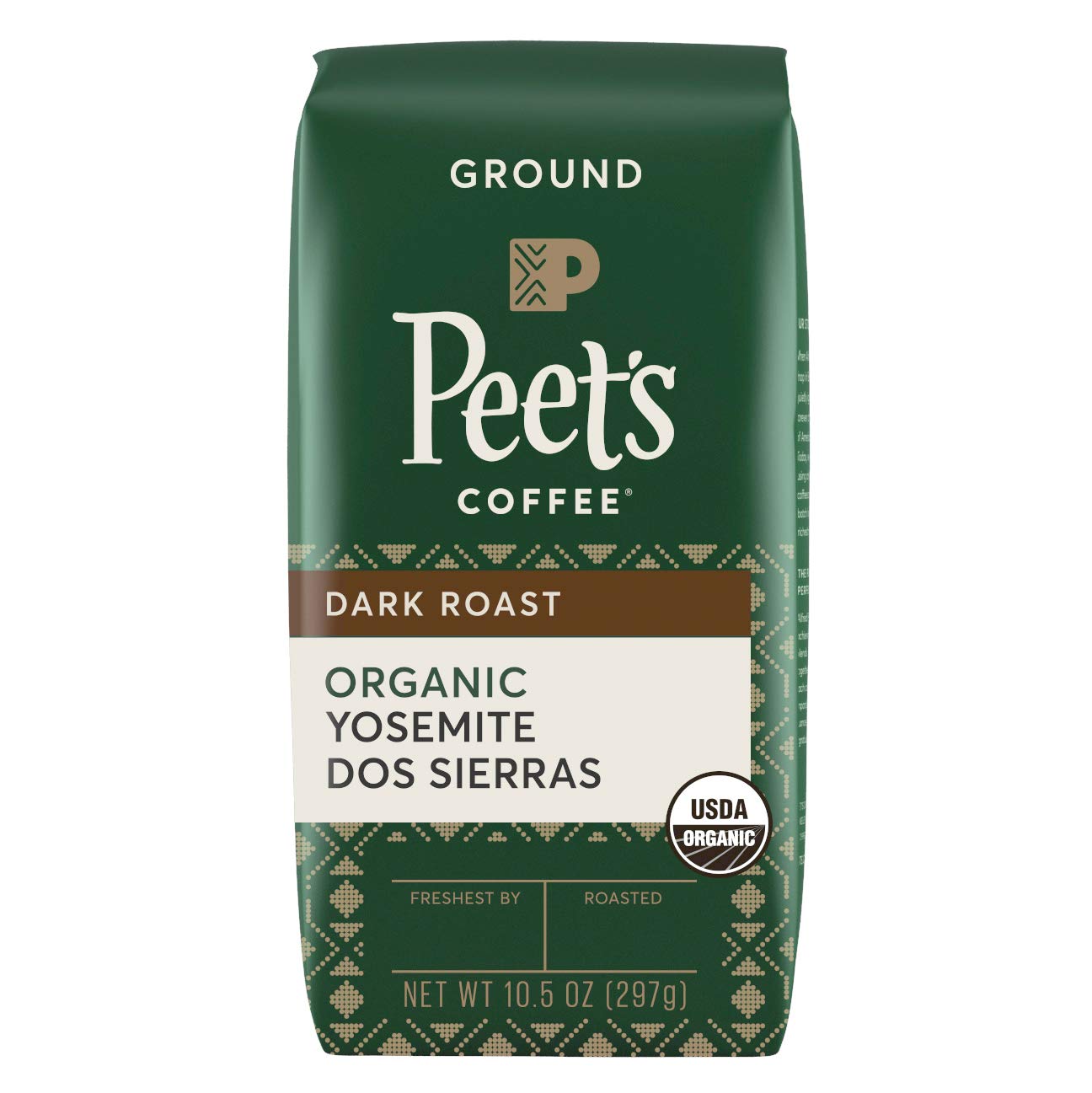 Peet's Coffee Yosemite Dos Sierras, Dark Roast Ground Coffee, 10.5 Ounce Bag (Pack of 6) Full-Bodied Organic Coffee, Complex & Satisfying w/ Milk Chocolate Sweetness