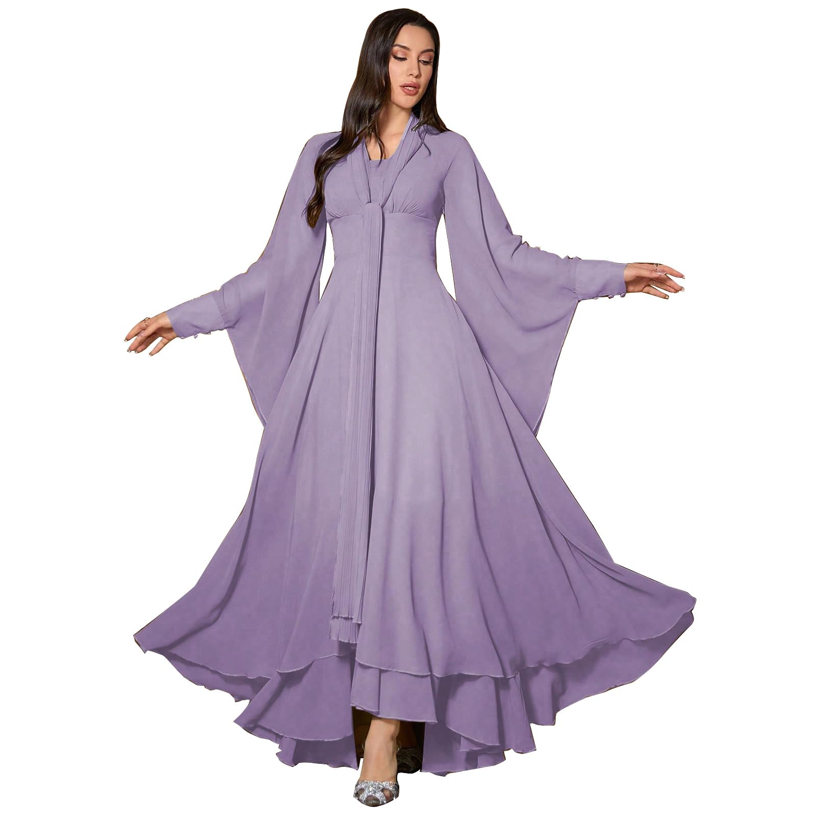 TOLEEN Summer Floral Dresses for Women Long Sleeve Casual Style Beach Swing Dresses