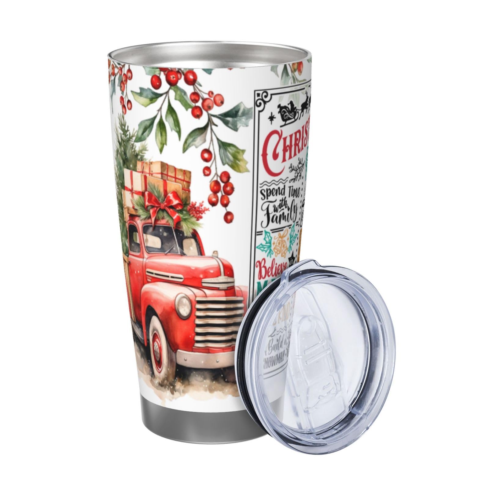 Xinvast Christmas Tumbler,Snowman Christmas Tree Car Stainless Steel Coffee Travel Mug Cup Water Bottle for Mom, Dad, Son, Daughter Gifts 20oz
